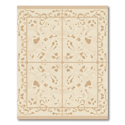 Neutral Earth Tones Floral Medallion Rug