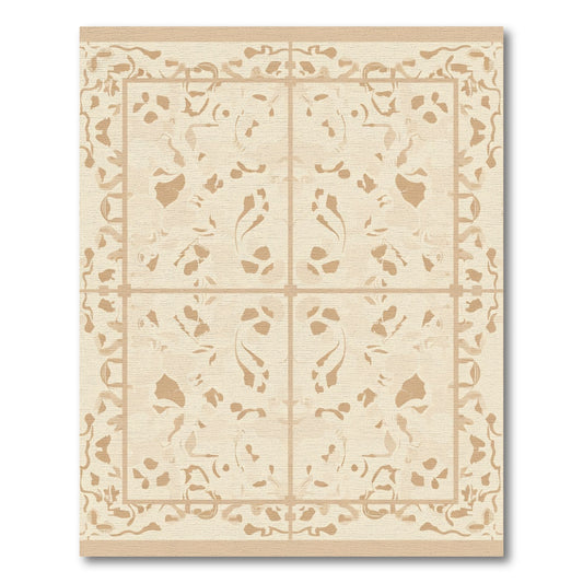 Neutral Earth Tones Floral Medallion Rug