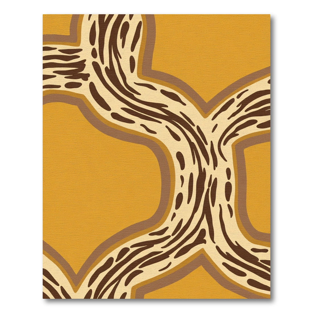 Amber Yellow Abstract Organic Stripe Rug