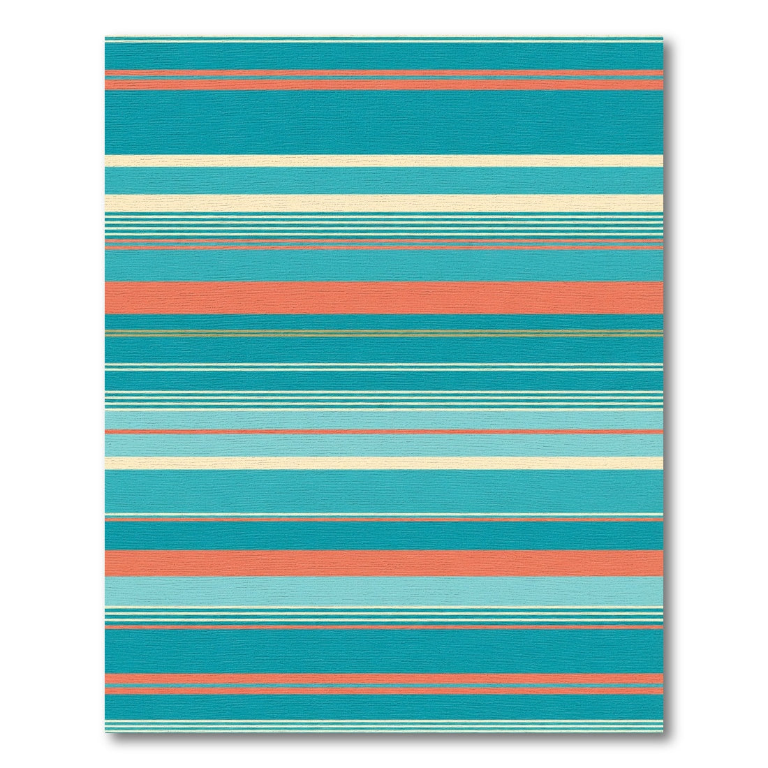Teal Coral Cream Striped Horizon Rug