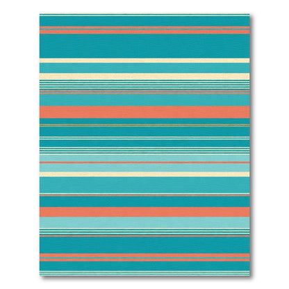 Teal Coral Cream Striped Horizon Rug
