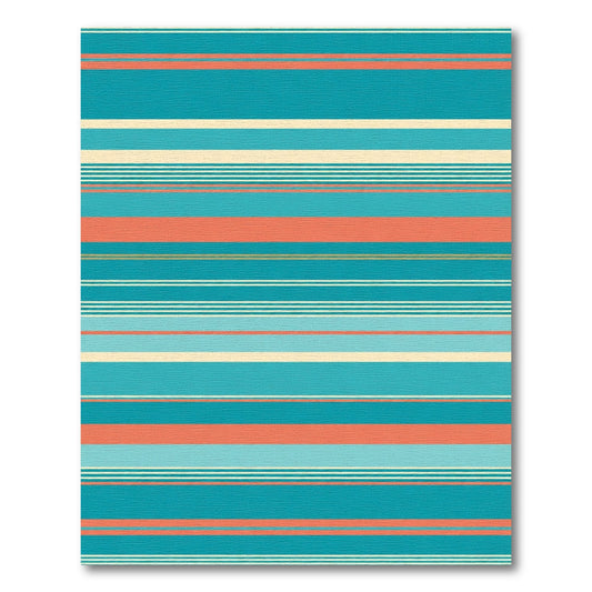 Teal Coral Cream Striped Horizon Rug