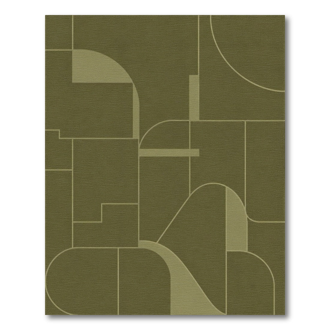 Green Olive Green Geometric Area Rug