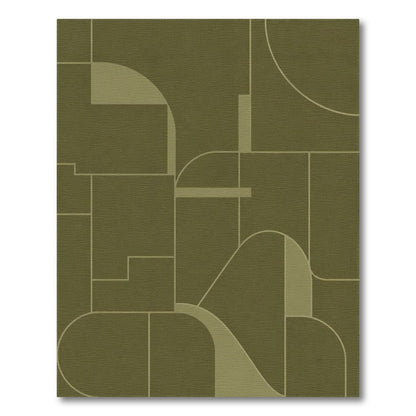 Green Olive Green Geometric Area Rug