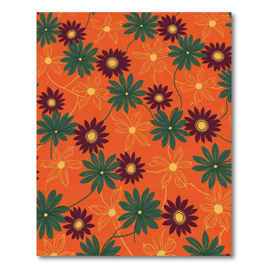 Orange Garden Floral Bloom Rug