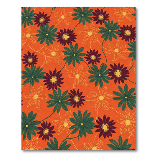 Orange Garden Floral Bloom Rug