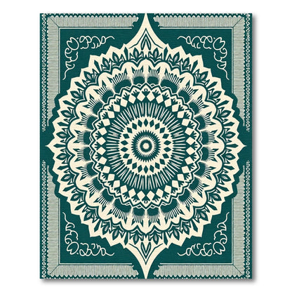 Teal Cream Intricate Mandala Rug