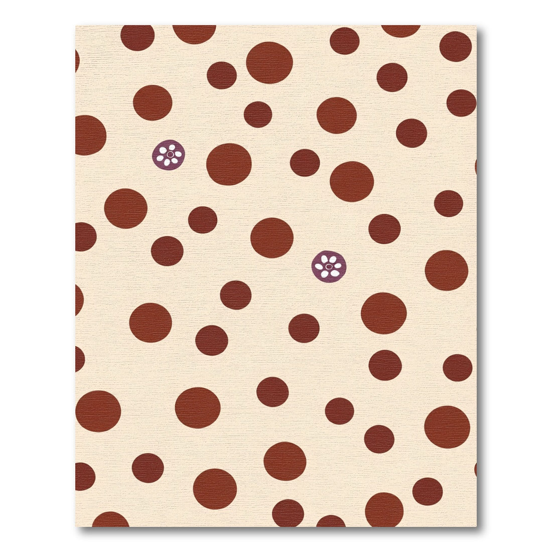 Cream Brown Polka Dot Floral Accent Rug