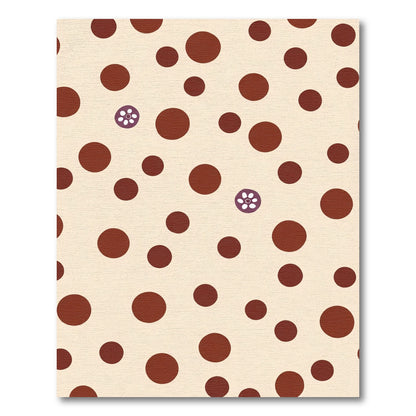 Cream Brown Polka Dot Floral Accent Rug