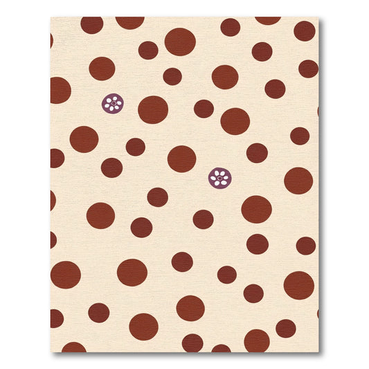 Cream Brown Polka Dot Floral Accent Rug