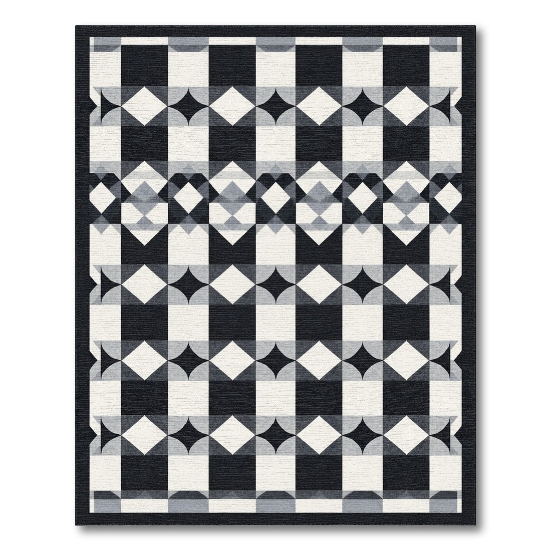 Black and White Geometric Modern Black White Geometric Checkered Area Rug