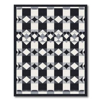 Black and White Geometric Modern Black White Geometric Checkered Area Rug