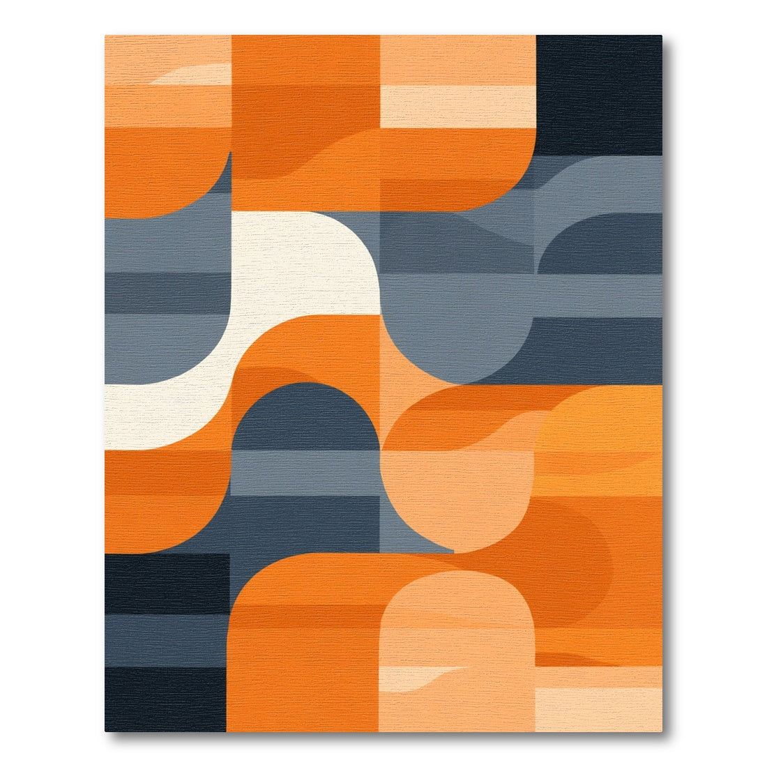 Retro Orange Geometric Overlap Rug