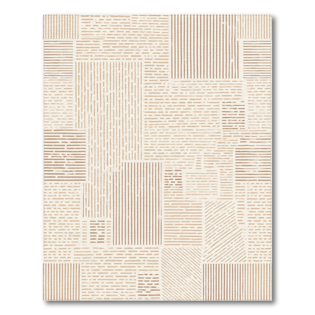 Beige and Neutral Beige Geometric Lines Area Rug