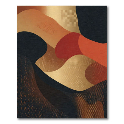 Abstract Warm Tones Flowing Waves Rug