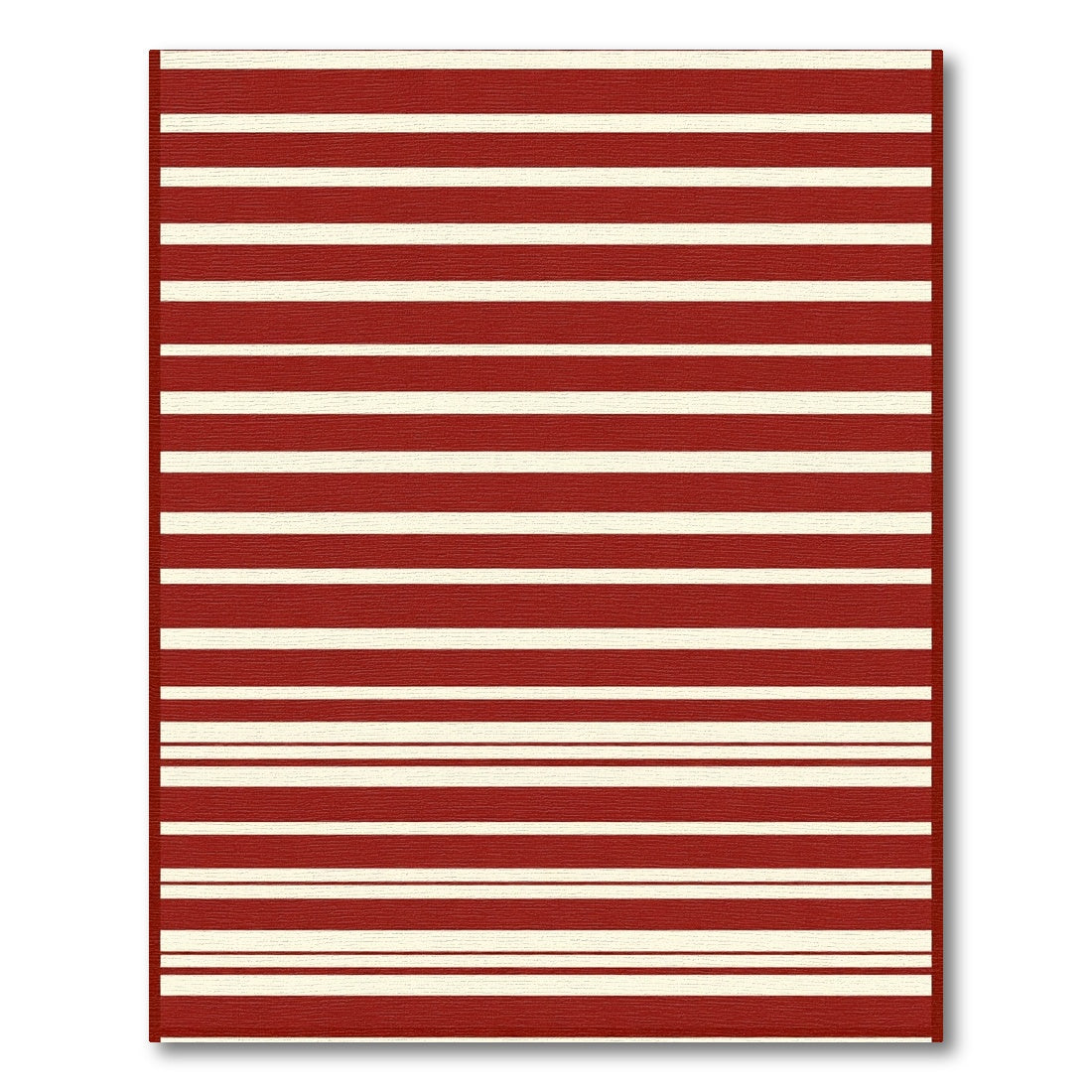 Deep Red Ivory Stripe Statement Rug