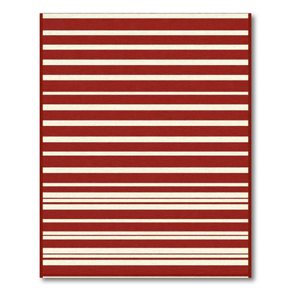 Deep Red Ivory Stripe Statement Rug