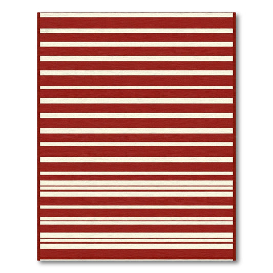 Deep Red Ivory Stripe Statement Rug