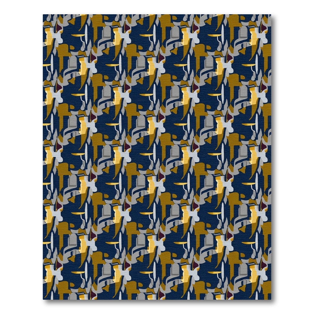 Navy Blue Abstract Geometric Elements Rug