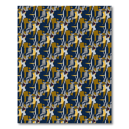 Navy Blue Abstract Geometric Elements Rug