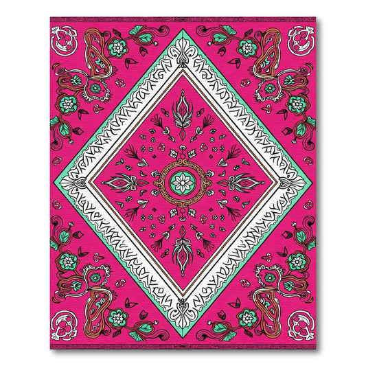 Fuchsia Diamond Floral Scroll Aura Rug