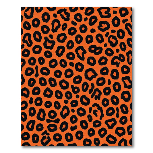 Bold Black Leopard Spots Orange Rug