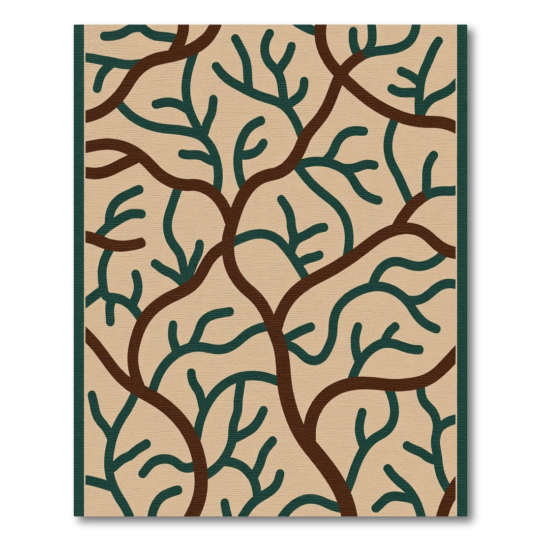 Brown and Green Branching Organic Art Rug