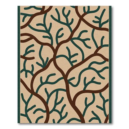 Brown and Green Branching Organic Art Rug