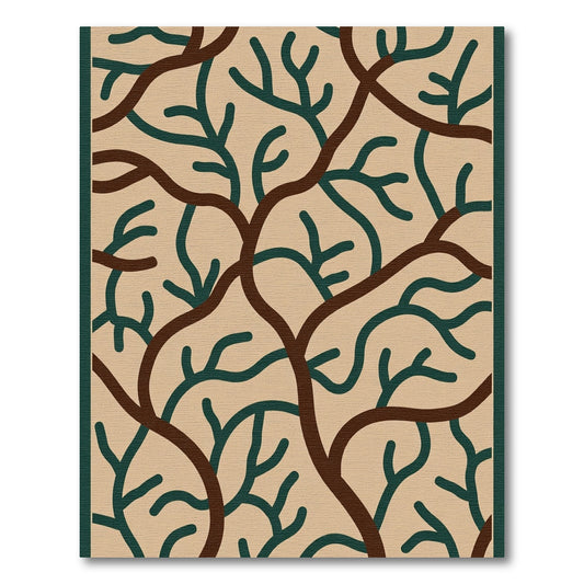 Brown and Green Branching Organic Art Rug