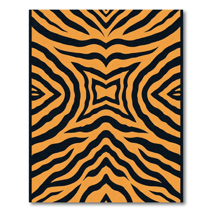 Symmetric Orange Black Tiger Stripe Rug