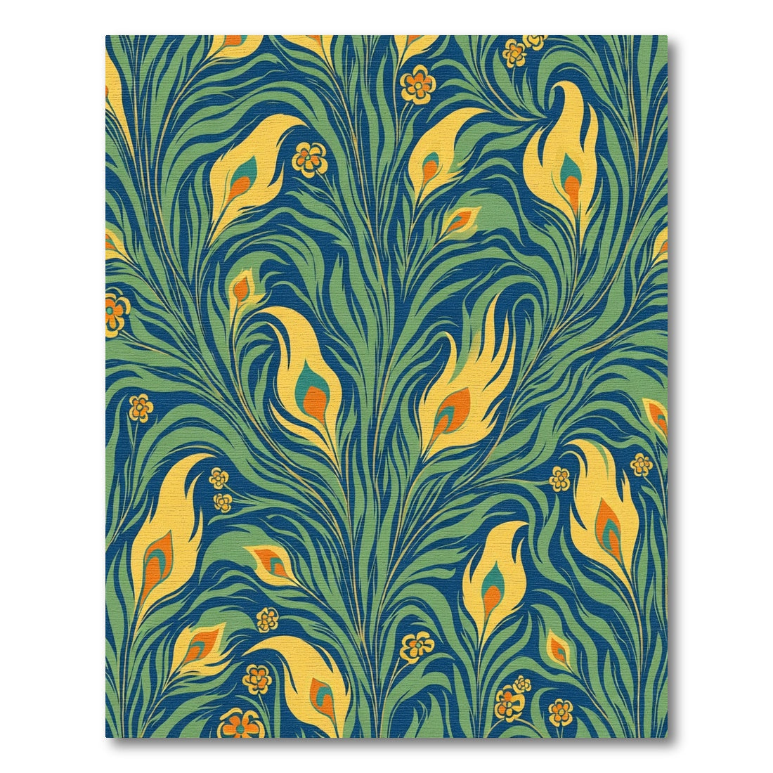 Yellow Peacock Feather Garden Rug