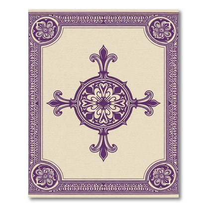 Rich Plum Floral Crest Frame Rug