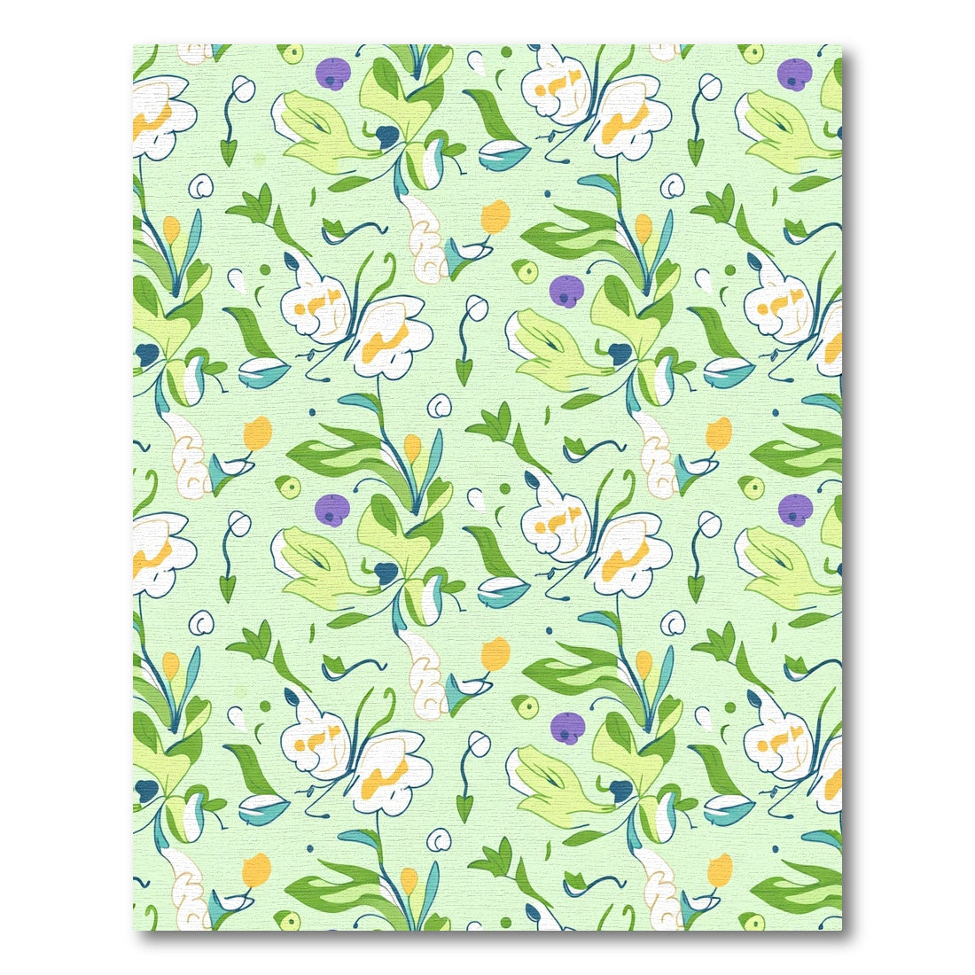 Whimsical White Botanical Garden Flourish Rug