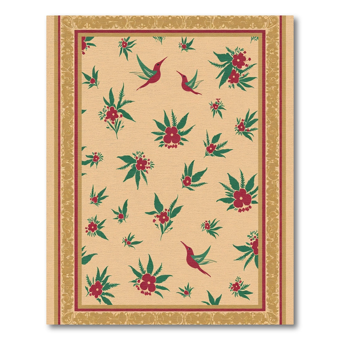 Crimson Hummingbird Floral Bordo Rug