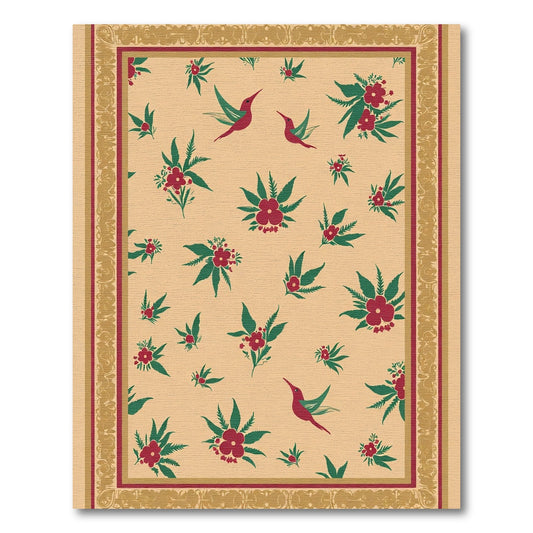 Crimson Hummingbird Floral Bordo Rug