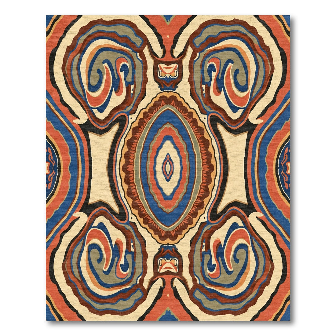 Bold Abstract Swirls Cobalt Ochre Rug