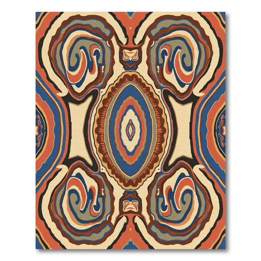 Bold Abstract Swirls Cobalt Ochre Rug