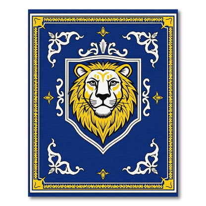 Bold Royal Blue Lion Crest Rug