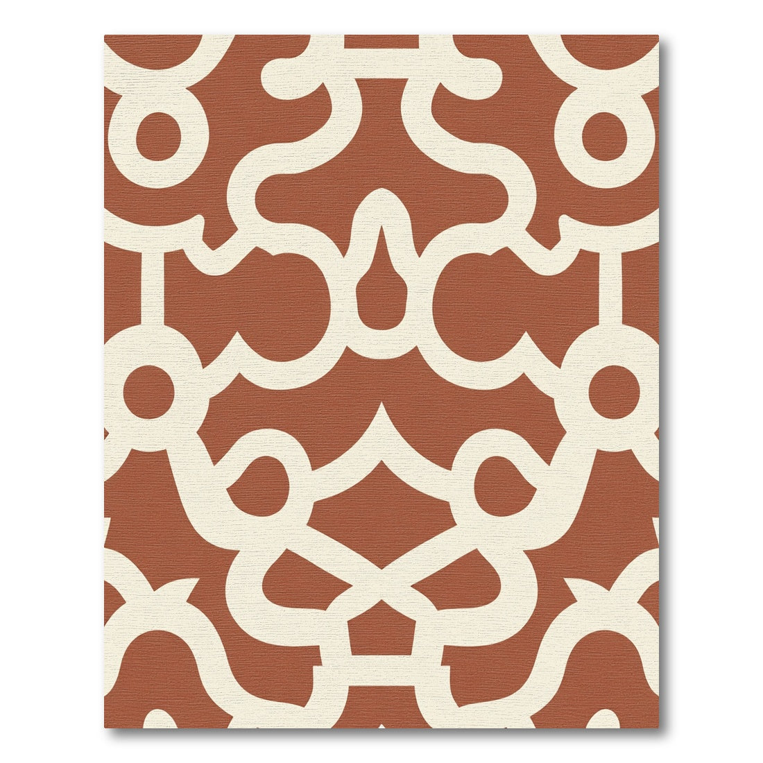 Terracotta Cream Interlocking Scroll Rug