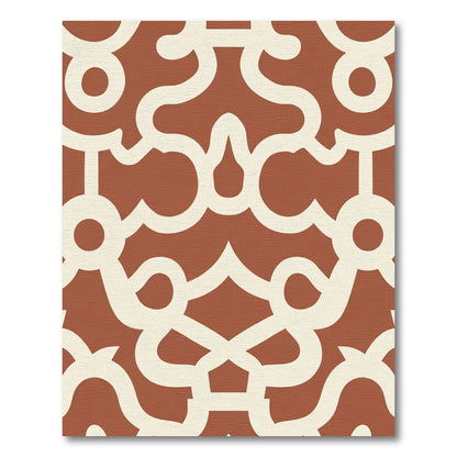 Terracotta Cream Interlocking Scroll Rug
