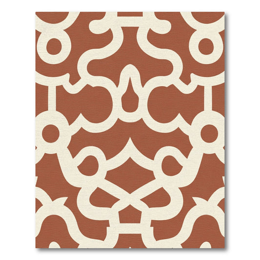 Terracotta Cream Interlocking Scroll Rug