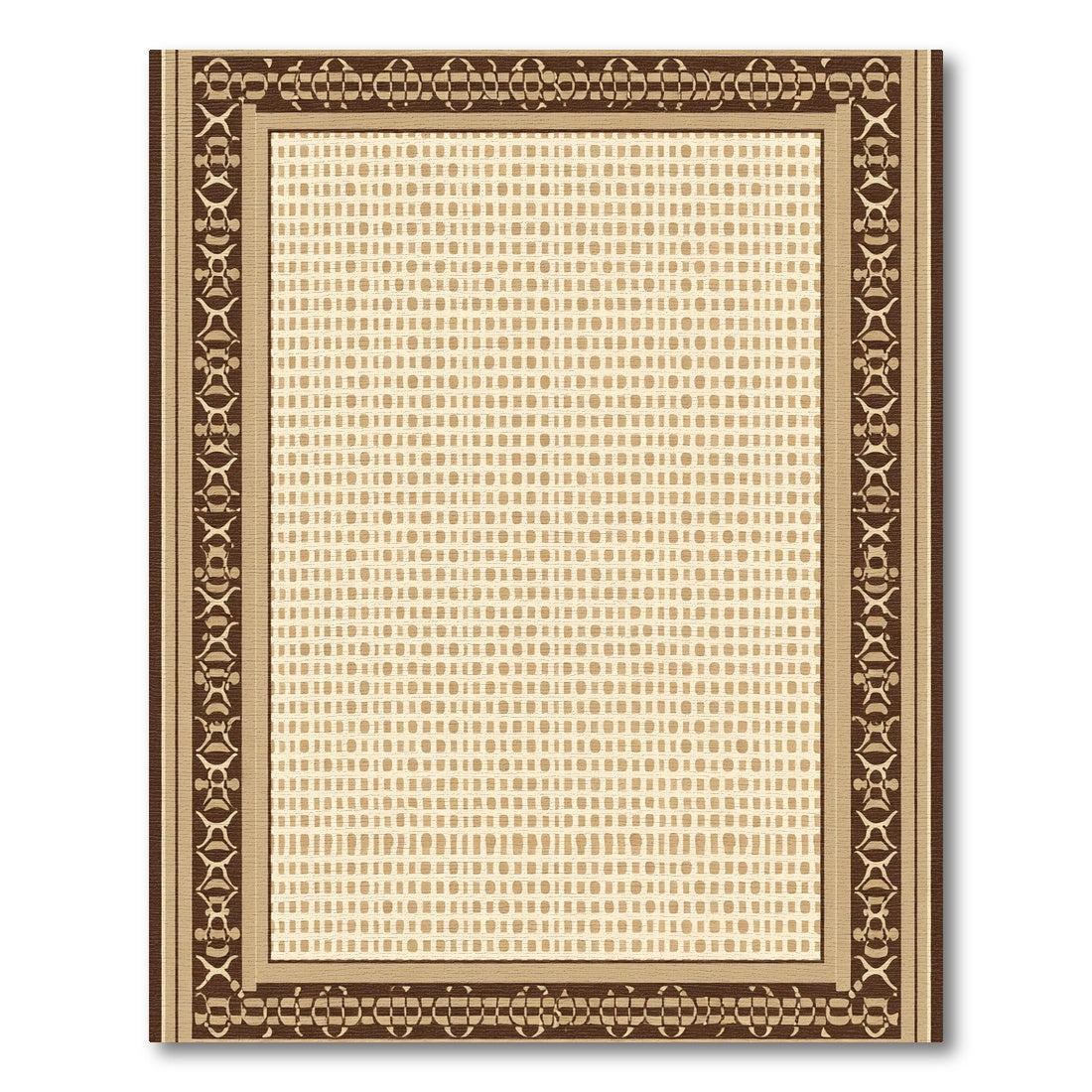 Warm Beige Ornate Lattice Rug
