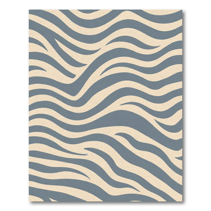 Beige Blue Abstract Zebra Waves Rug