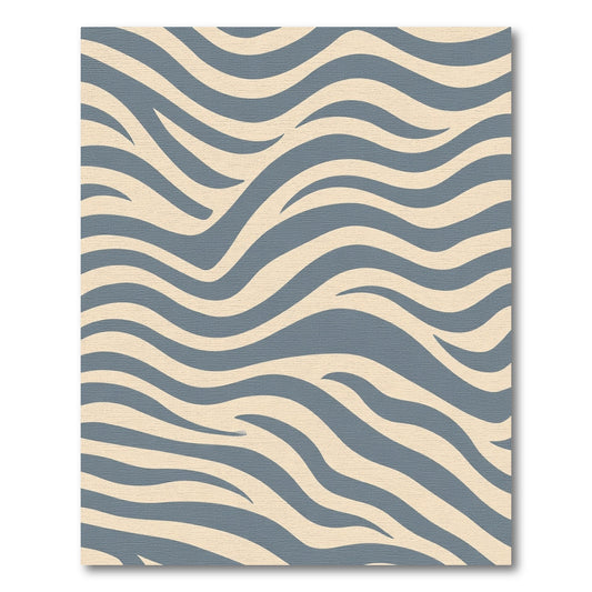 Beige Blue Abstract Zebra Waves Rug