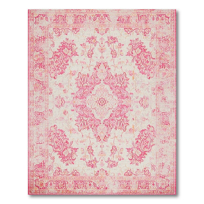 Distressed Vintage Pink Distressed Floral Area Rug