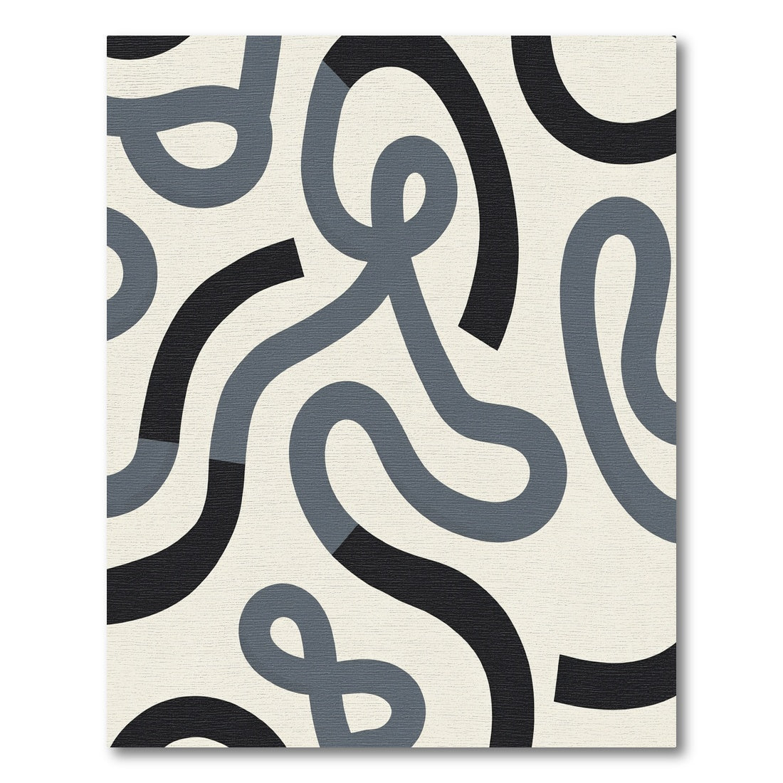 Modern Gray Black Abstract Swirl Rug