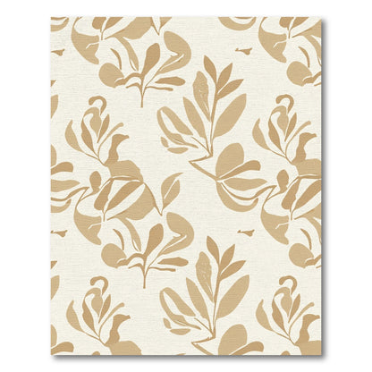 Neutral Tan Botanical Abstract Rug