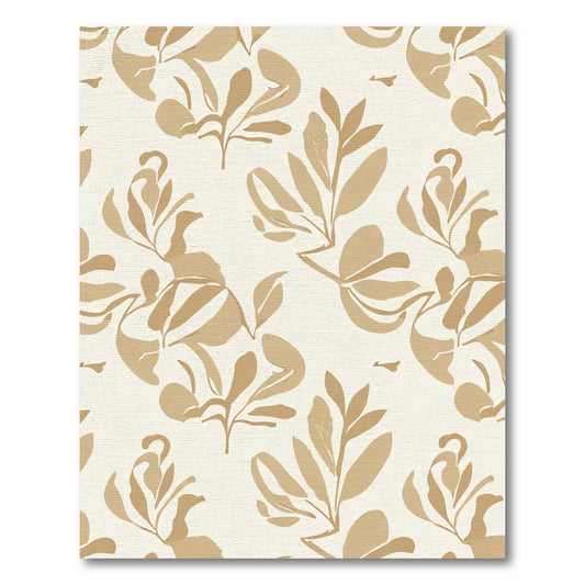 Neutral Tan Botanical Abstract Rug