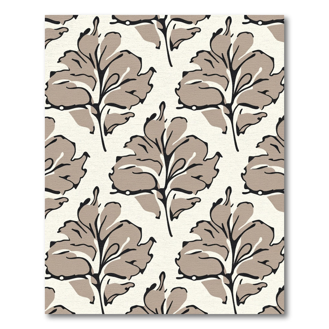 Taupe Leaf Branch Art Rug