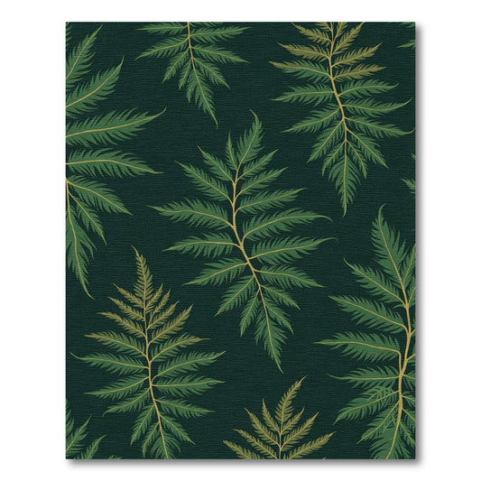 Dark Green Fern Leaves Art Rug